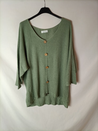 HUG&CLAU. Jersey finito verde. T S (M/L)