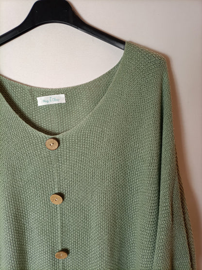 HUG&CLAU. Jersey finito verde. T S (M/L)