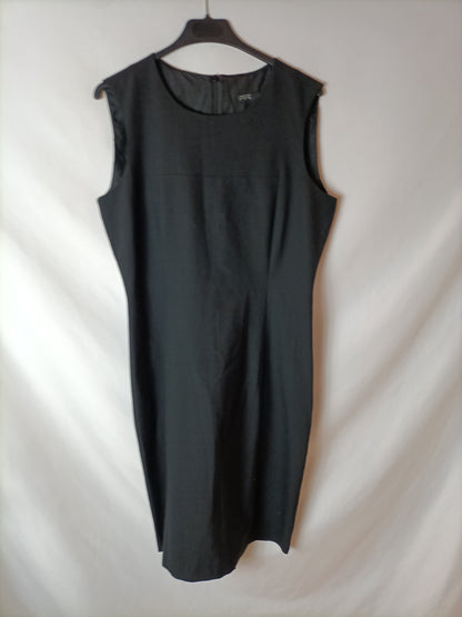 ZARA. Vestido midi negro T.l