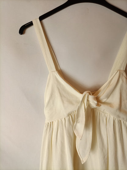 ZARA. Mono efecto vestido blanco roto. T XS