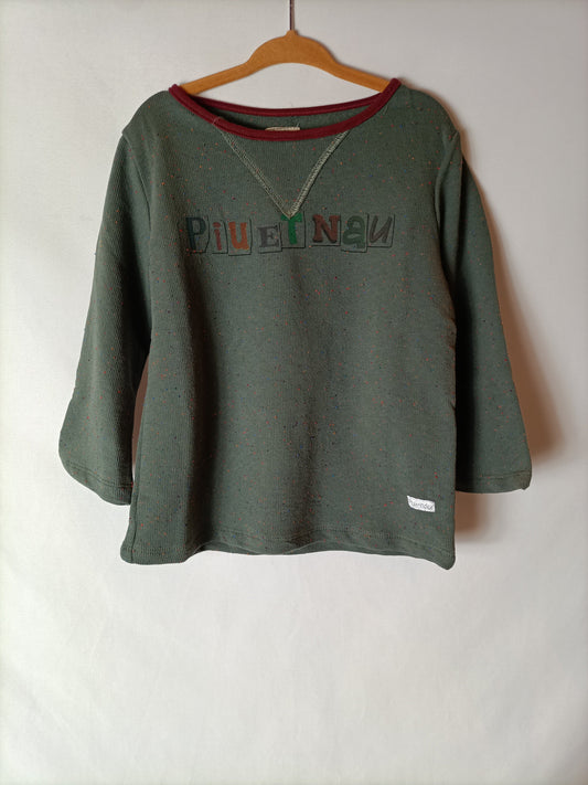 PIUETNAU. Sudadera gris hilos. T 2-3 años