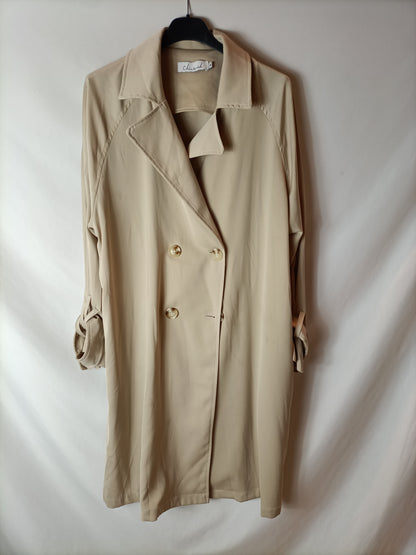 CHICWISH. Chaqueta beige fluida estilo gabardina. T M