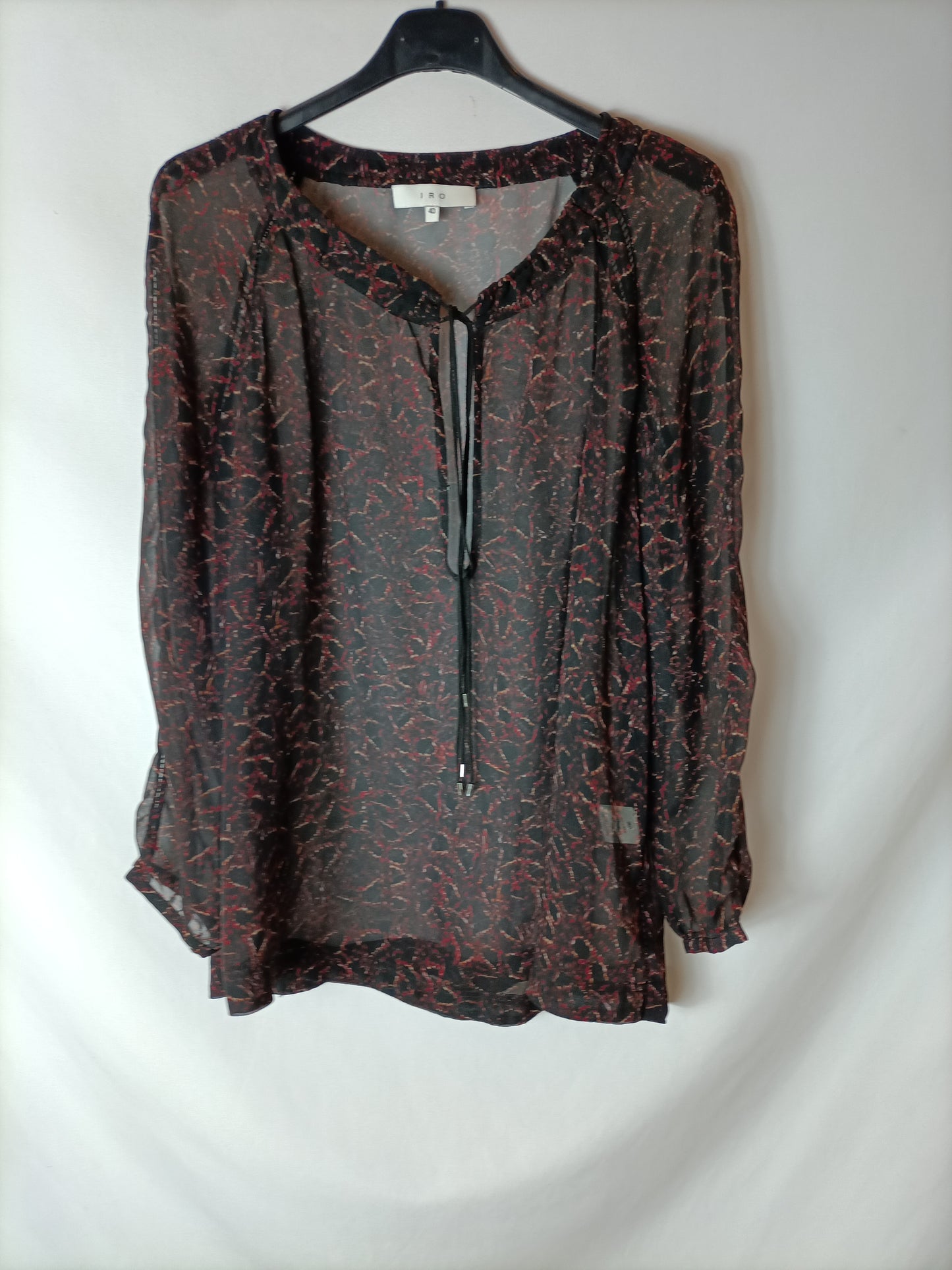 IRO. Blusa negra estampado T.40