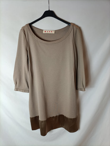 MARNI. Vestido beige elástico T.38