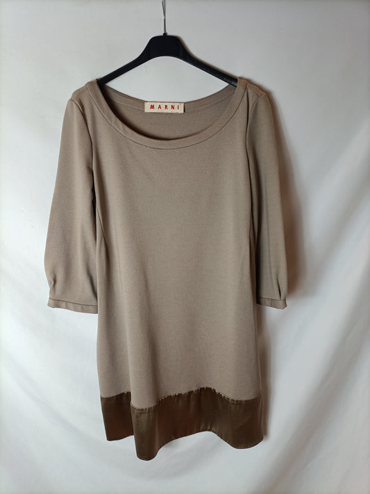 MARNI. Vestido beige elástico T.38