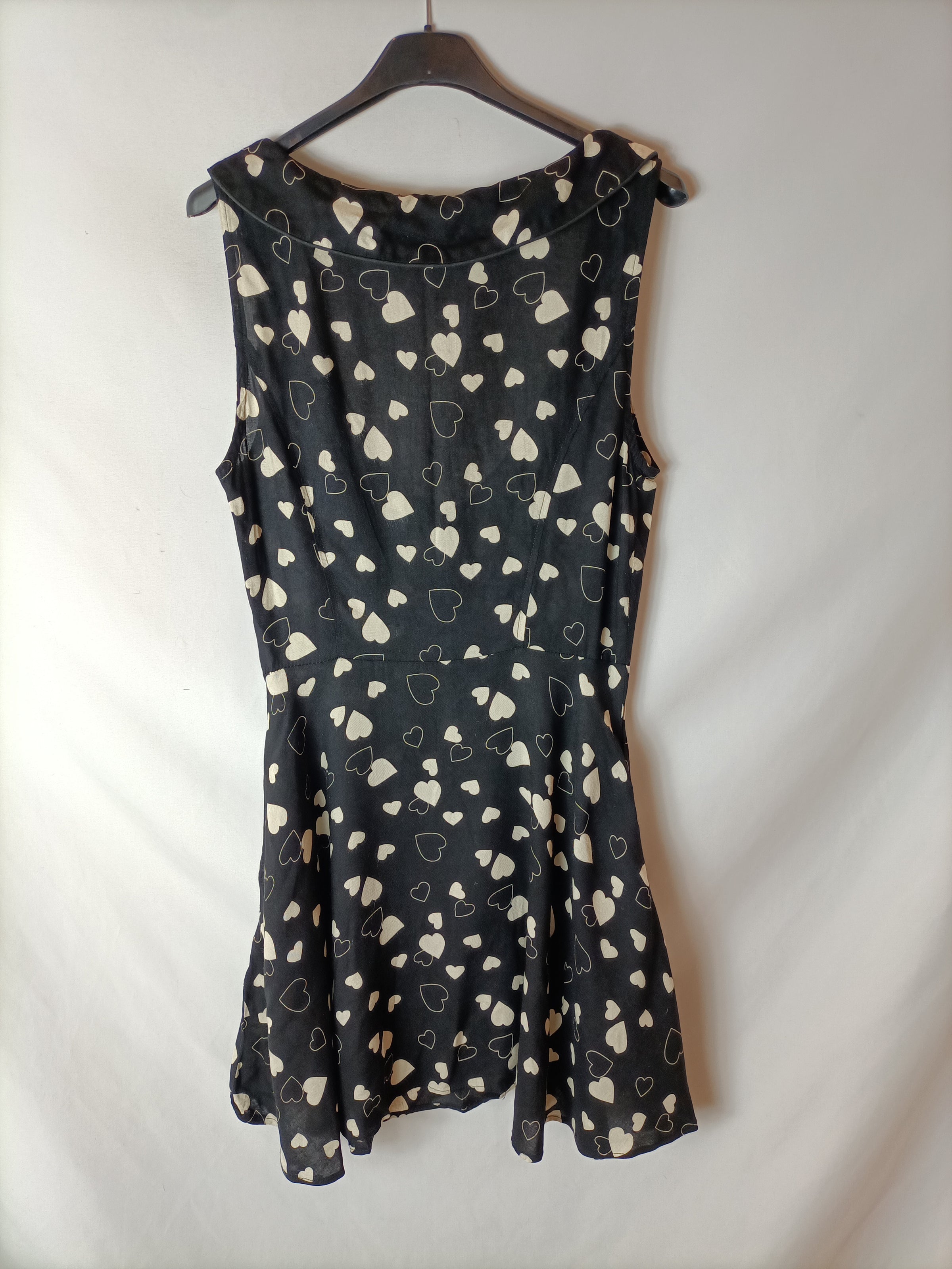 ZARA. Vestido negro corazones T.m Hibuy market