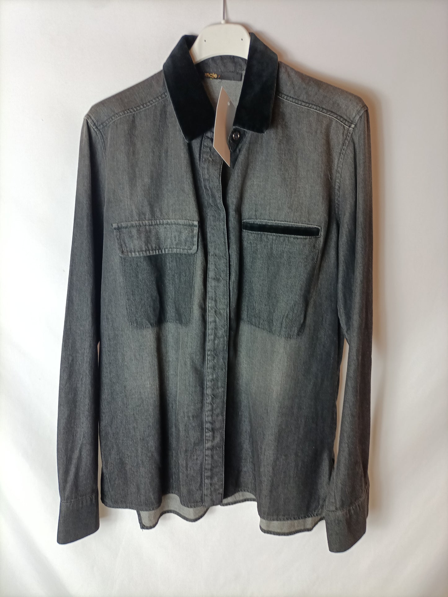 MAJE.Camisa gris denim T.s