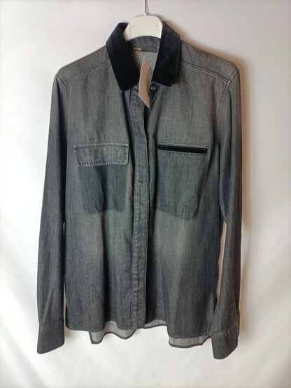 MAJE.Camisa gris denim T.s