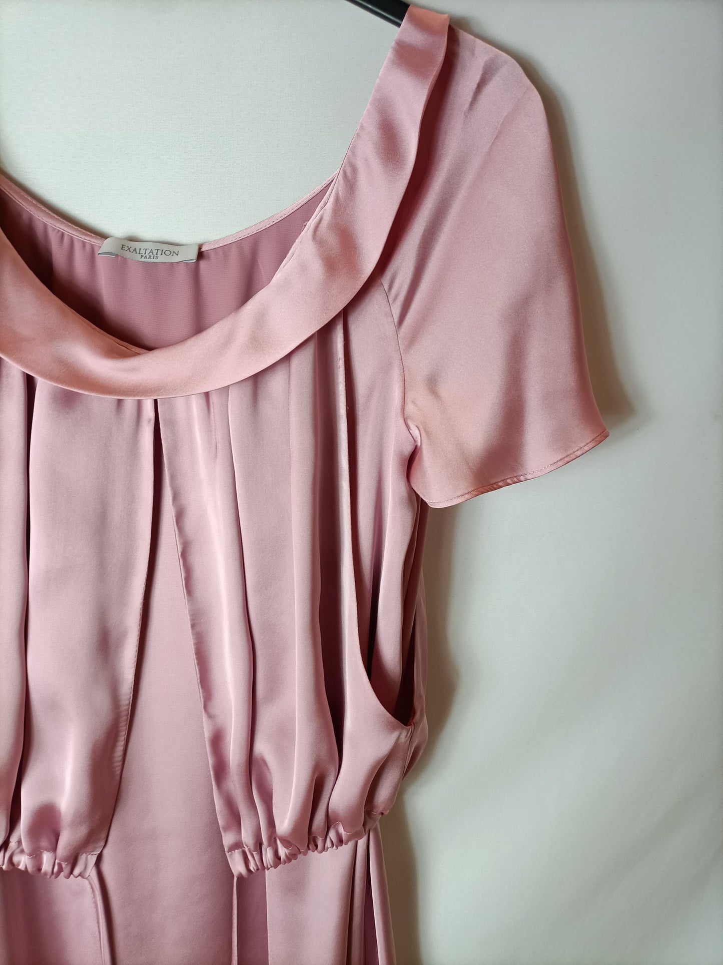 EXALTATION. Vestido midi rosa T.s