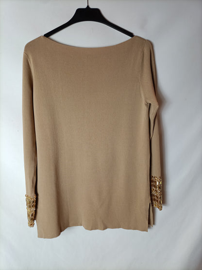 ZARA. Top beige abalorios T.l