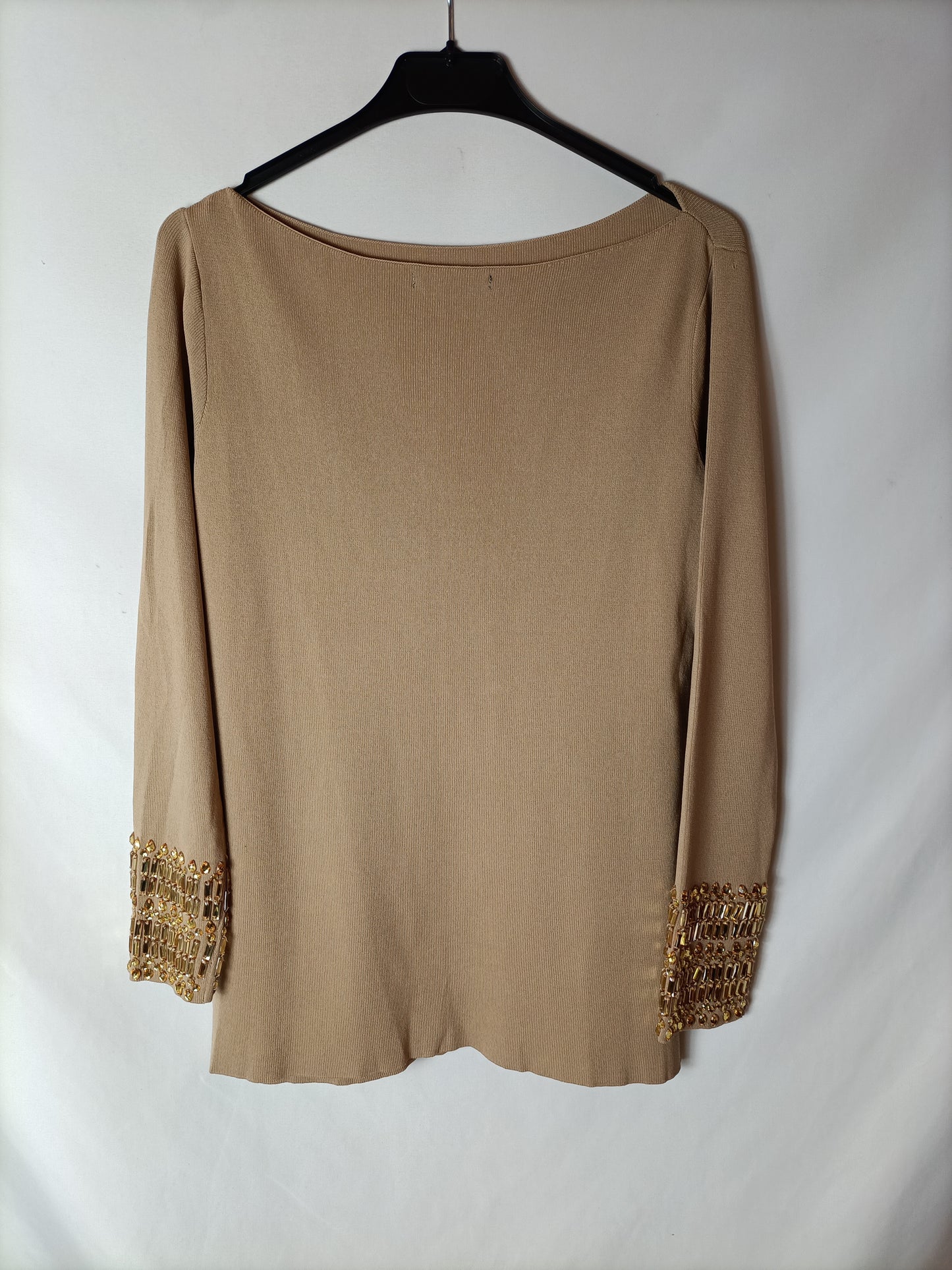 ZARA. Top beige abalorios T.l