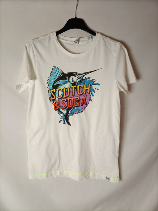 SCOTCH&SODA. Camiseta blanca dibujo T.16 años