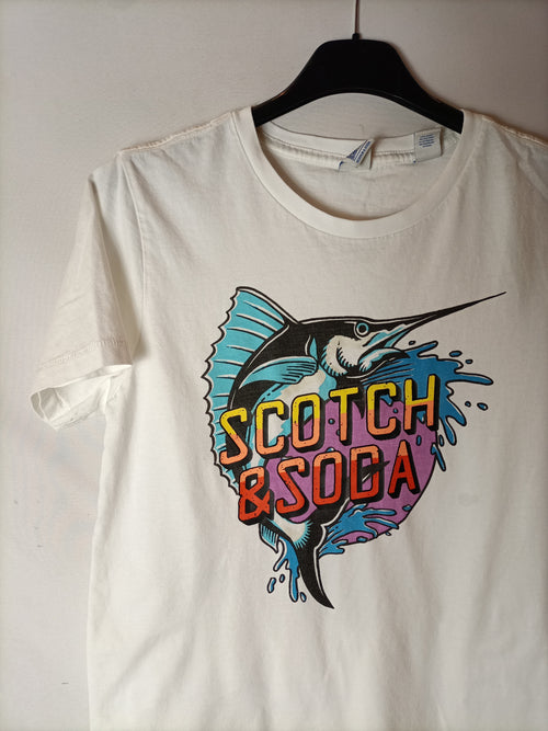 SCOTCH&SODA. Camiseta blanca dibujo T.16 años