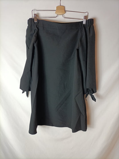 MANGO. Vestido negro hombros al descubierto. T M