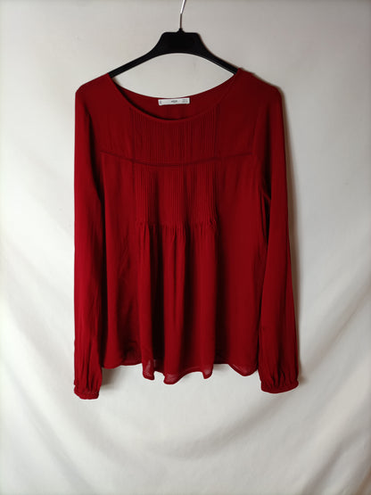 MANGO. Blusa roja fluida T.s