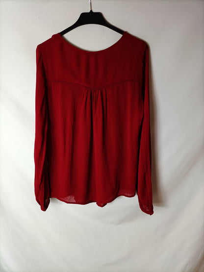 MANGO. Blusa roja fluida T.s