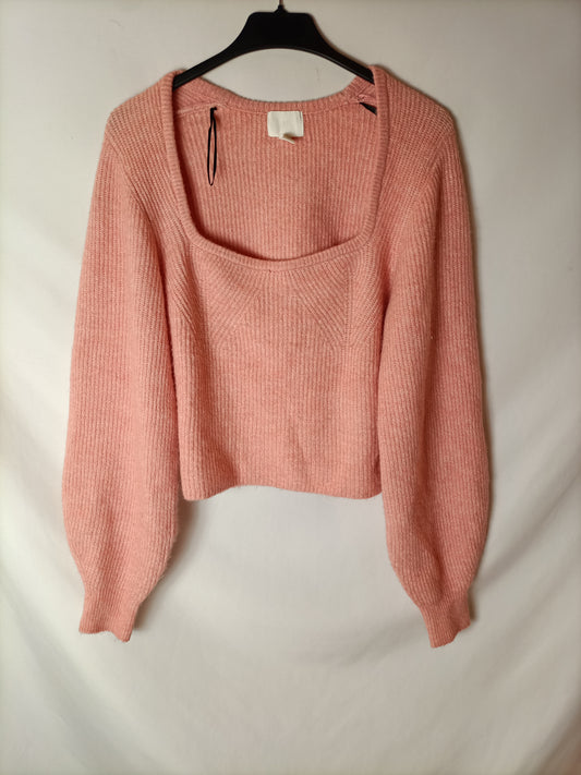 H&M. Jersey rosa cortito T.xs