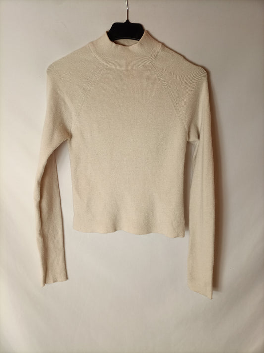 PULL&BEAR. Jersey beige cortito T.m