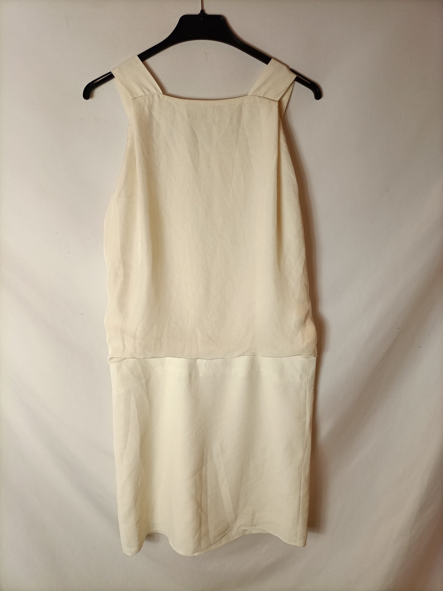 VANESSABRUNO. Vestido blanco roto volante. T 34