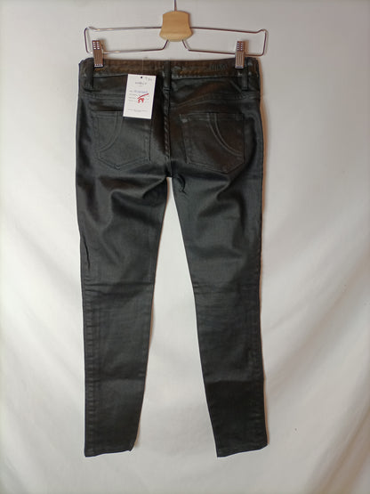 MAJE. Pantalón negro cremallera lateral T.34