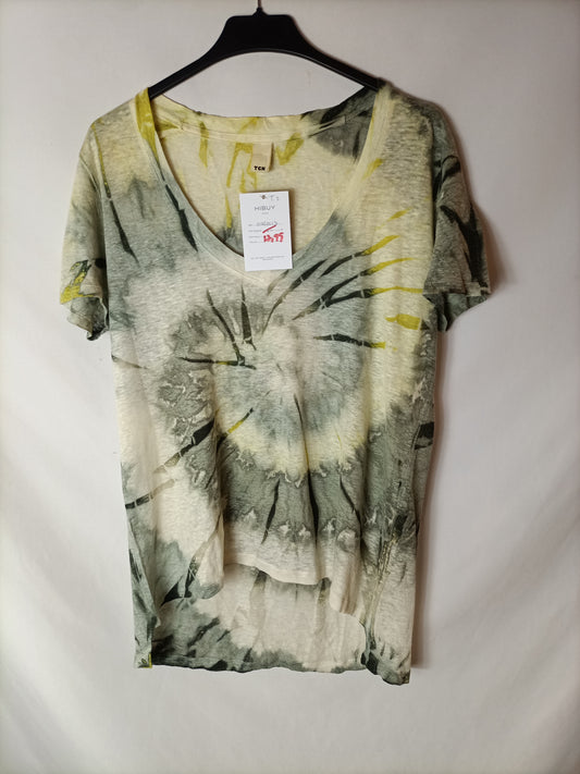 TCN. Camiseta tie dye  verde y amarillo T.s