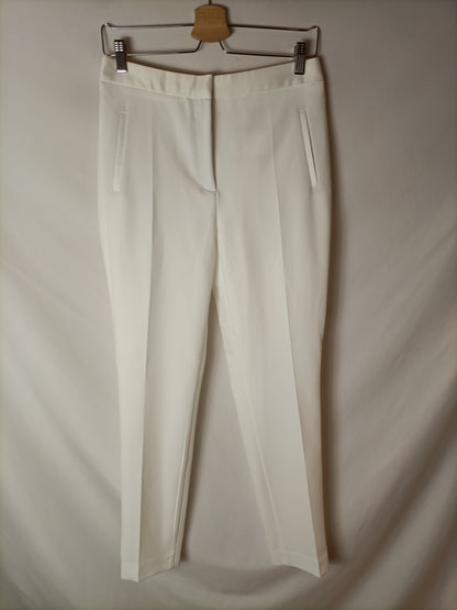 OTRAS (zara). Pantalón blanco detalles raso T.u(38) tara