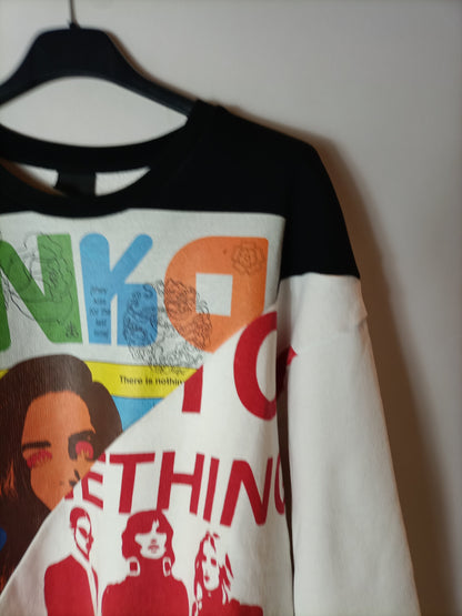 PINKO. Sudadera dibujos oversized. T XS (M) (tara)