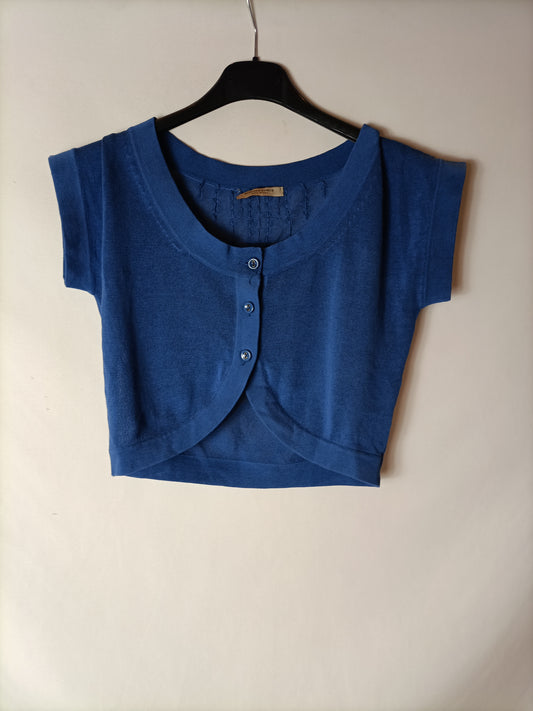 BOTTEGA VENETA. Torerita hilo azul detalle espalda. T S