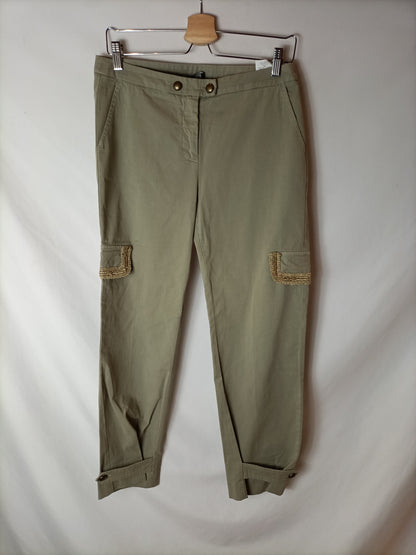 ERMANNO SCERVINO. Pantalones estilo cargo verdes. T 40