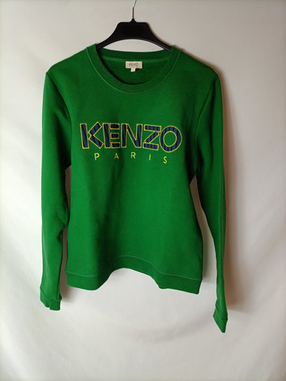 KENZO. Sudadera verde logo. T L (xs/s)