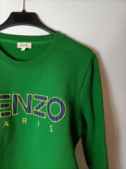 KENZO. Sudadera verde logo. T L (xs/s)