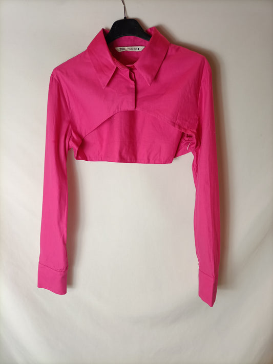 ZARA. Blusa croptop rosa T.s