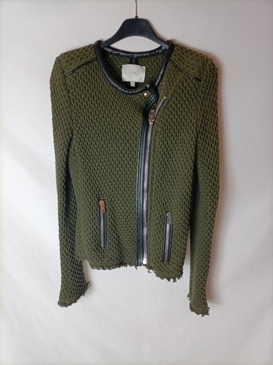 IRO. Chaqueta doble textura verde y  negra. T 1 (XS/S)