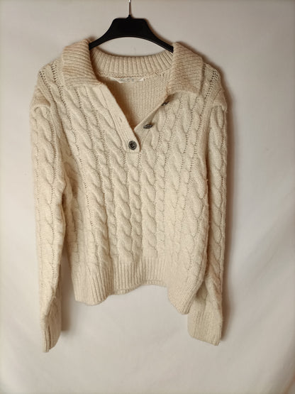 PRIMARK. Jersey beige ochos botones. T M