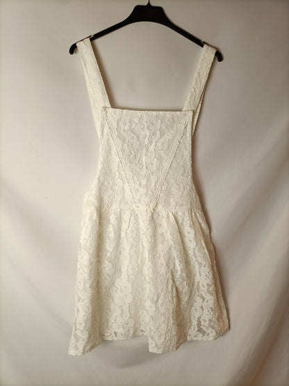 MANGO. Vestido encaje blanco T.m