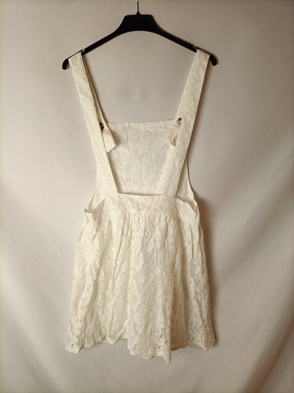 MANGO. Vestido encaje blanco T.m