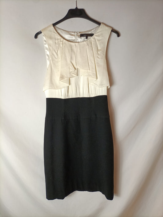 BCBG MAXAZRIA. Vestido bicolor doble textura. T 2 (36)