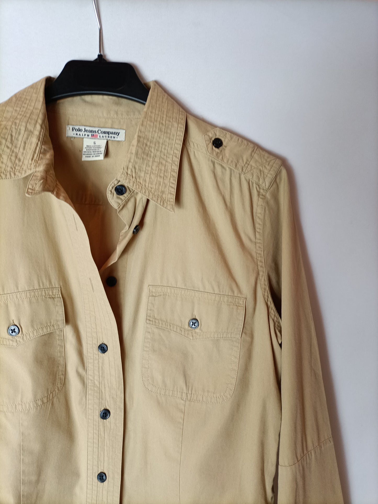 POLO RALPH LAUREN. Camisa algodón beige. T S