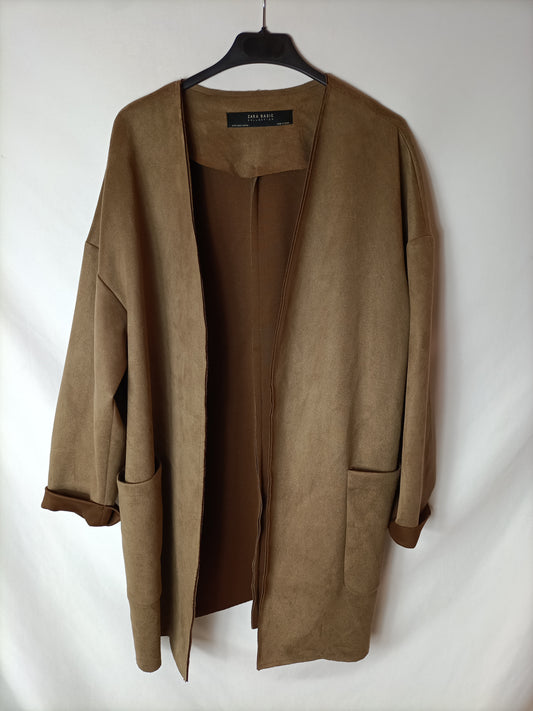 ZARA. Chaqueta antelina camel T.s