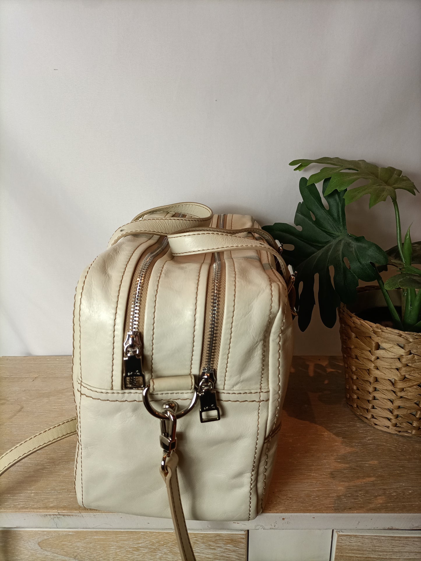 BIMBA Y LOLA. Bolso beige piel shopper (TARA)