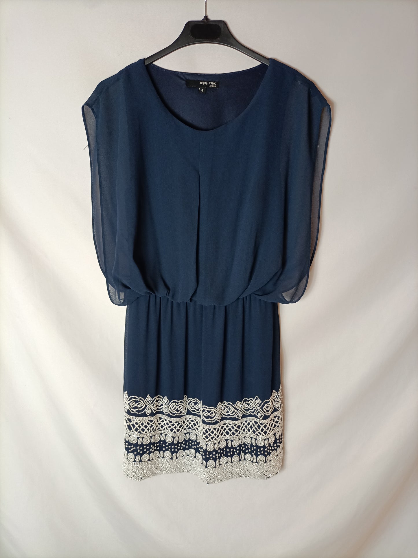 TFNC LONDON. Vestido azul gasa. T.S