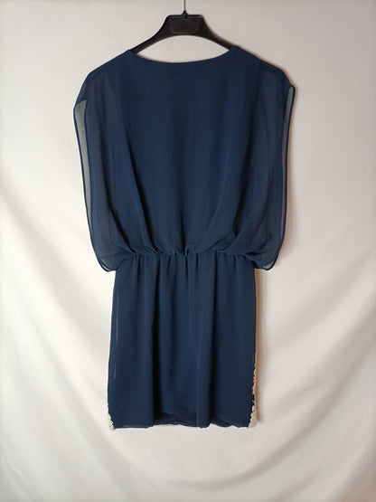 TFNC LONDON. Vestido azul gasa. T.S