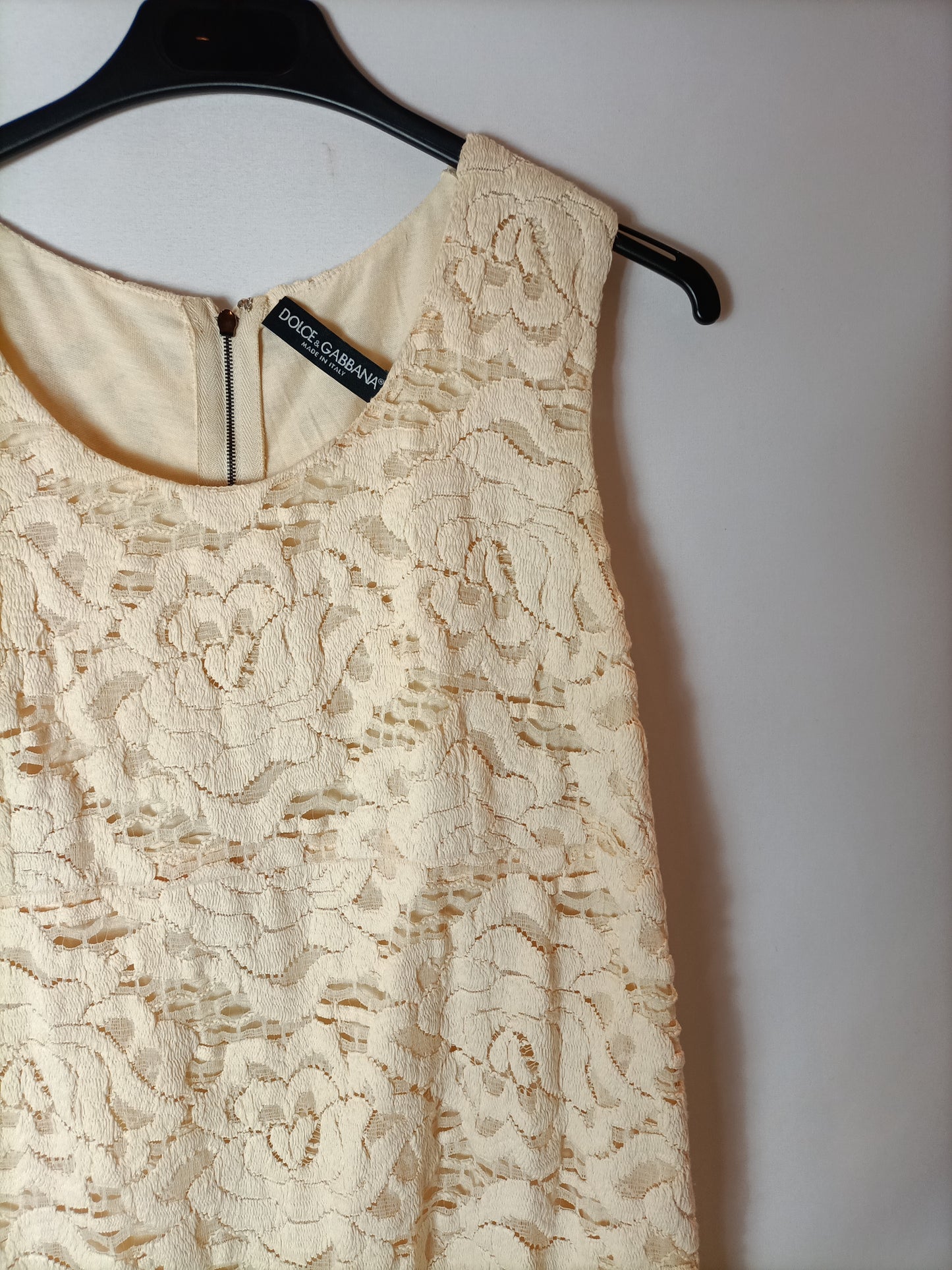 DOLCE&GABBANA. Vestido beige encaje algodón. T 38