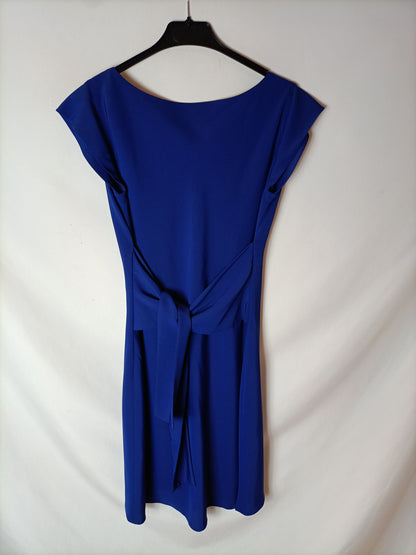 ELISA BRACCI. Vestido azul lazada. T M