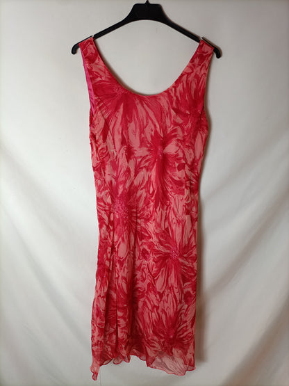 KHARISMA. Vestido rojo estampado lentejuelas. T 42 (S)