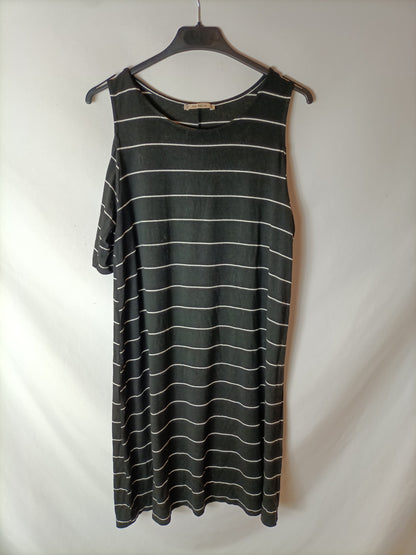 PULL&BEAR. Vestido negro rayas T.m