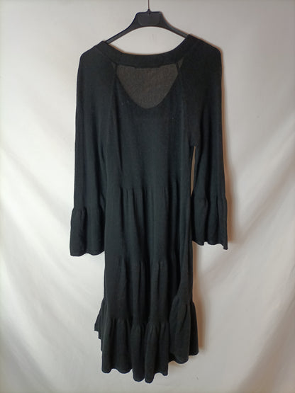 COMPTOIR DES COTONNIERS. Vestido negro punto volantes. T M