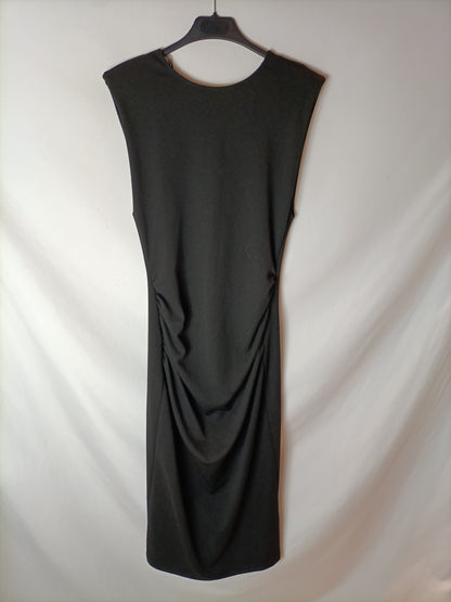 ZARA. Vestido midi negro. T M