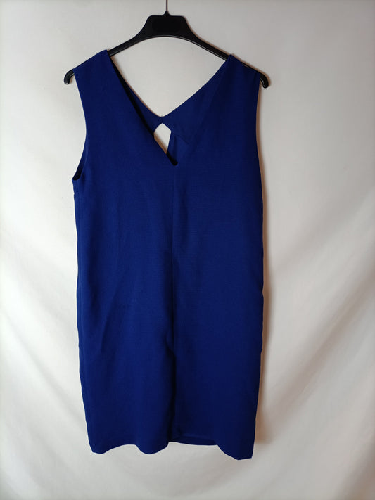 MANGO. Vestido corto azul apertura. T XS