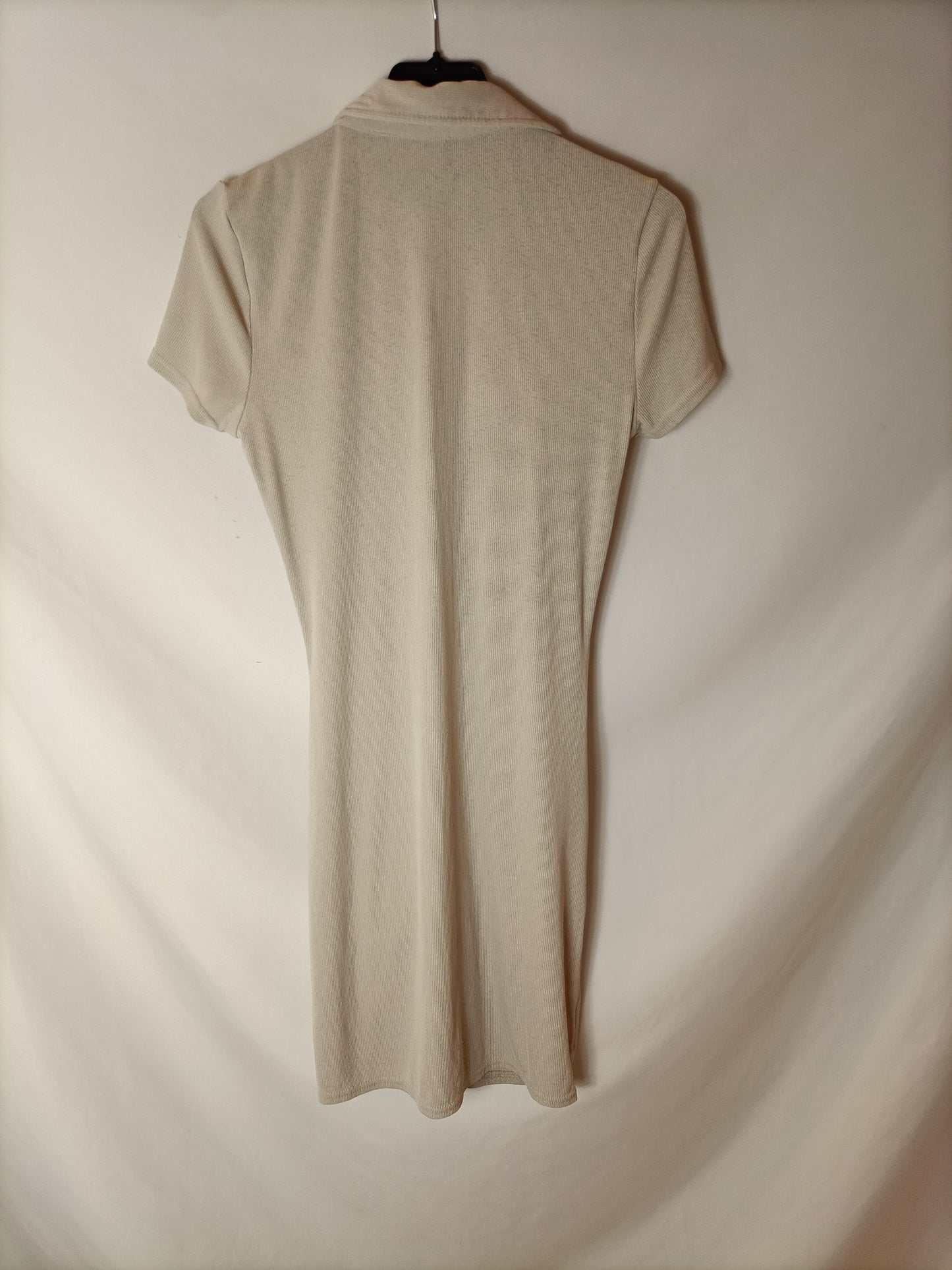 H&M. Vestido beige acanalado. T S